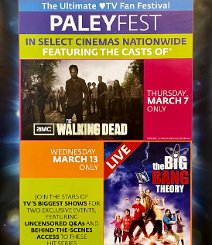 iFathom Events Rolled double-sided onesheet. An iFathom Events advert for PaleyFest, a TV fan festival. There is a light corner crease on the uppoer right corner, thus C8....
